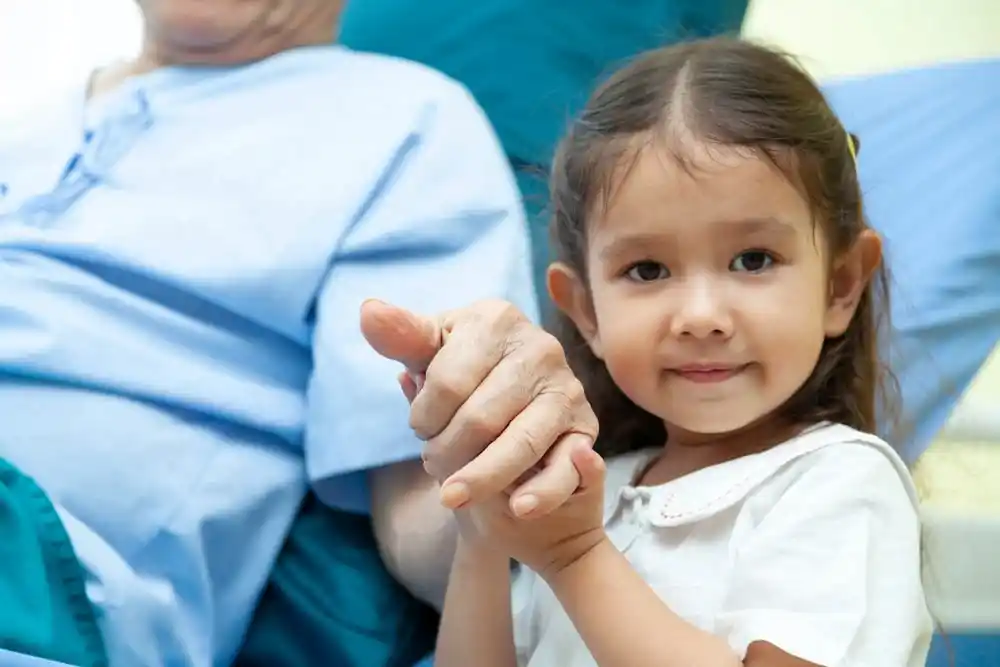 child visiting in hospice